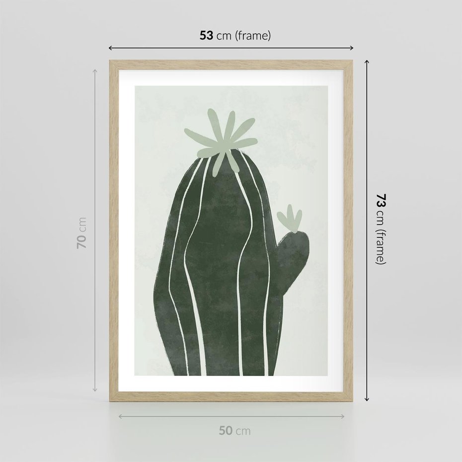 Plakat w ramie 50x70 - Zieleń Inspirującego Życia - zielony plakat, minimalizm - rama drewno