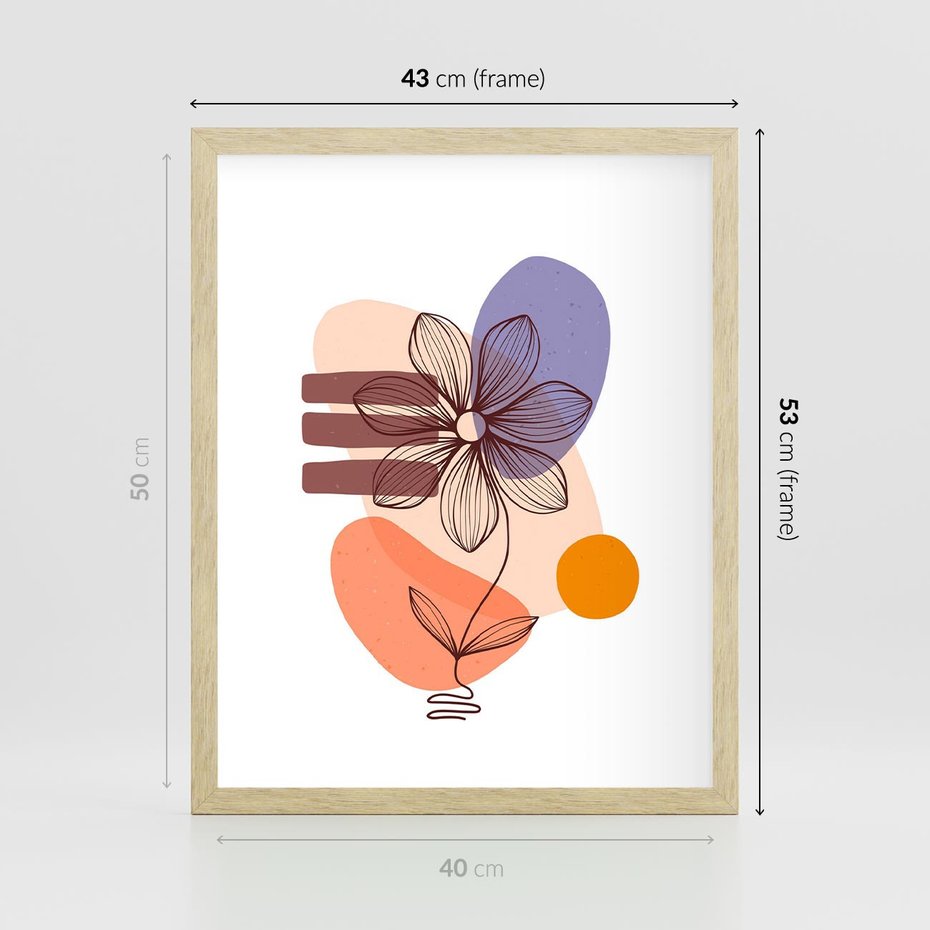 Plakat w ramie 40x50 - Migocące Odbicia Kwiatów - abstrakcyjna sztuka, plamy - rama drewno