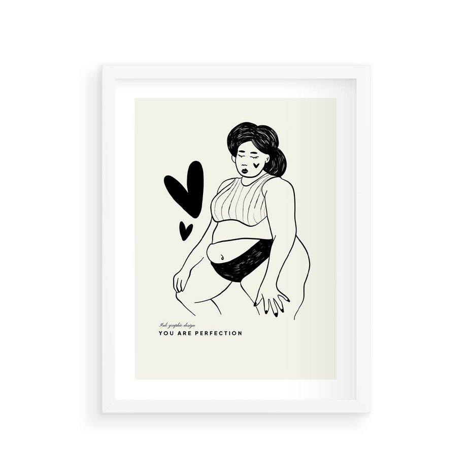 Plakat w ramie 30x40 - Wyrażenie Piękna - rysunek, sztuka nowoczesna - rama biała