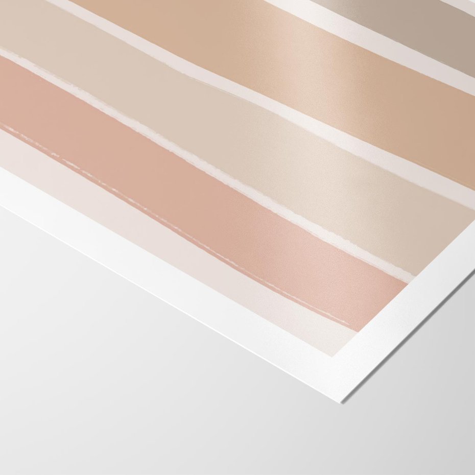 Plakat bez ramy 21x30 - Tęczowa Zgaszona Aura - abstakcyjne tęczowe pasy, delikatne odcienie beżu