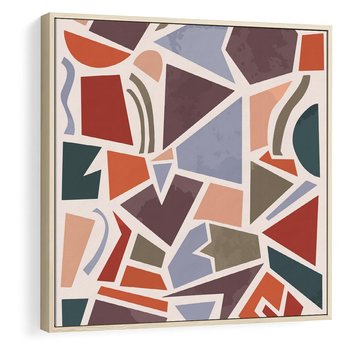 Obraz w ramie 80x80 - Intrygujące Rozbicie - gemoetryczne kształty, mozaika - rama drewno