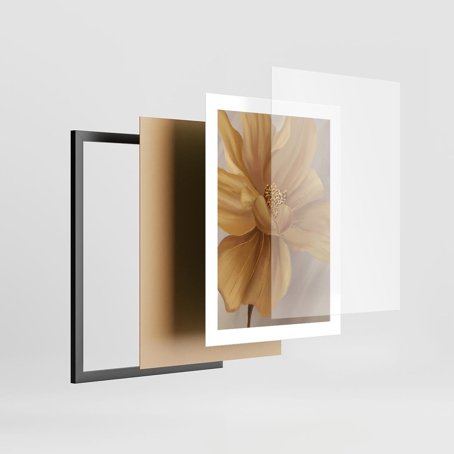 Plakat w ramie 30x40 - Kwiaty malowane olejem - eksplozja kolorów - kwiaty, malowane - rama czarna