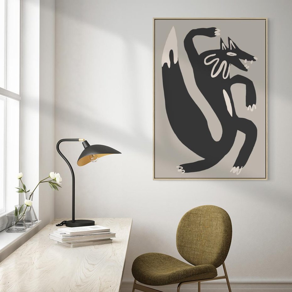 Obraz w ramie 80x120 - Strukturalne Odbicia Północy - skandynawska sztuka, lis - rama drewno