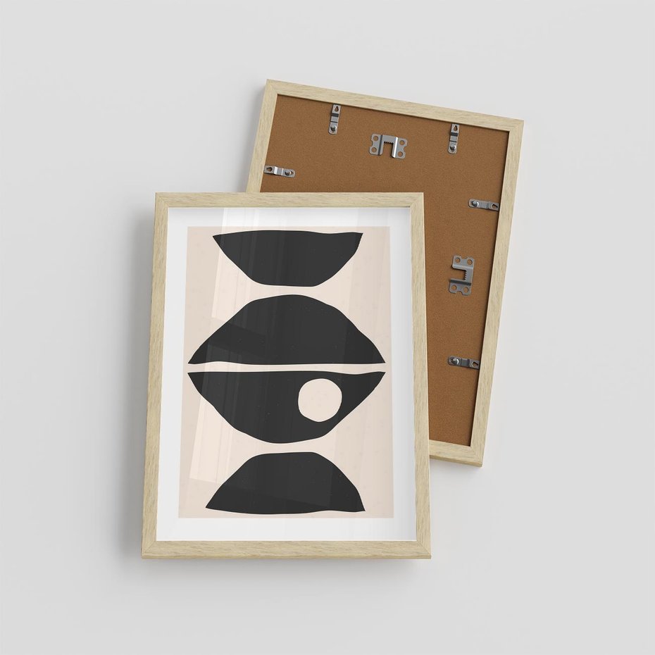 Plakat w ramie 30x40 - Nowoczesna Sztuka na Beżowym Tle - nowoczesna sztuka, abstrakcja - rama drewno