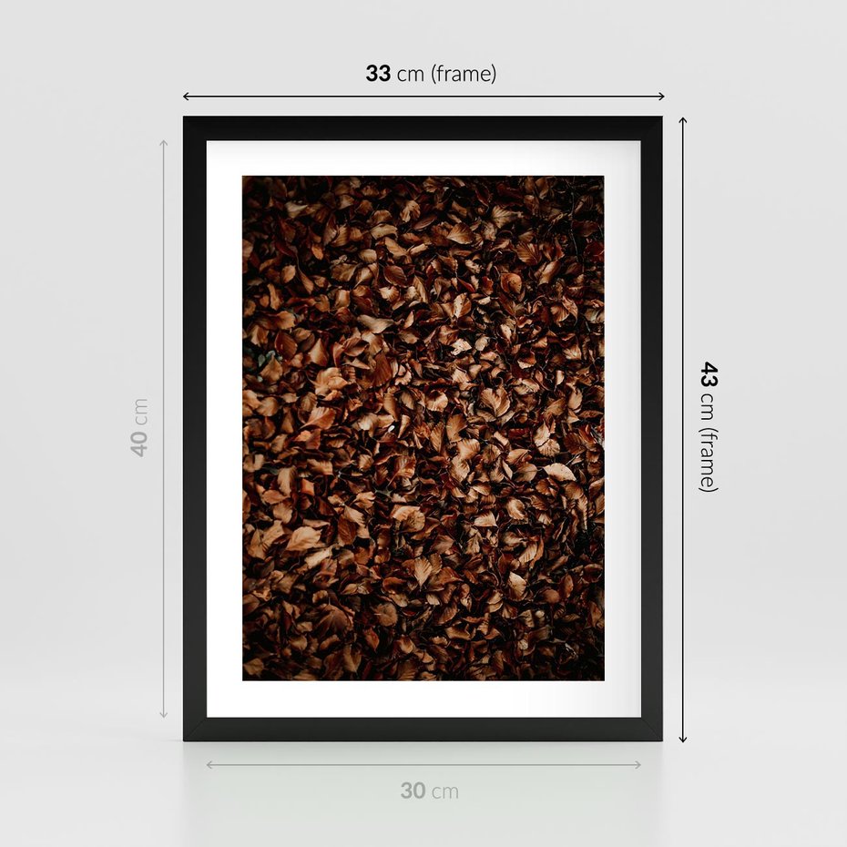 Plakat w ramie 30x40 - Jesienny Dywan - dywan z suchych liści, jesień - rama czarna