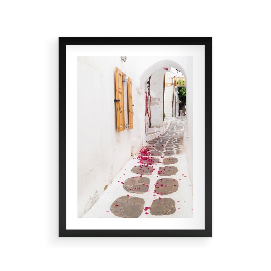 Plakat w ramie 30x40 - Urok Południowej Uliczki - uliczka, południe - rama czarna