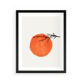 Plakat w ramie 40x50 - Słońce i Gałązka - pomarańczowe słońce, gałązka - rama czarna