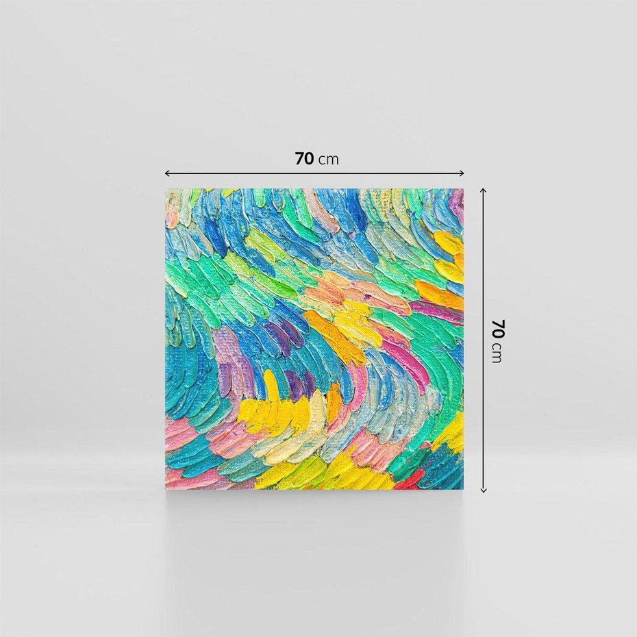 Obraz na płótnie 70x70 - Egzotyczne Pióra - abstrakcyjne dzieło, farby olejne