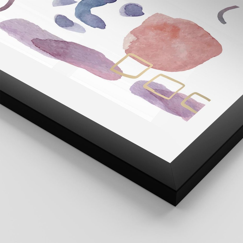 Plakat w ramie 30x40 - Boho Widokowe Impresje - abstrakcyjny palakt, akwarelowe plamy - rama czarna