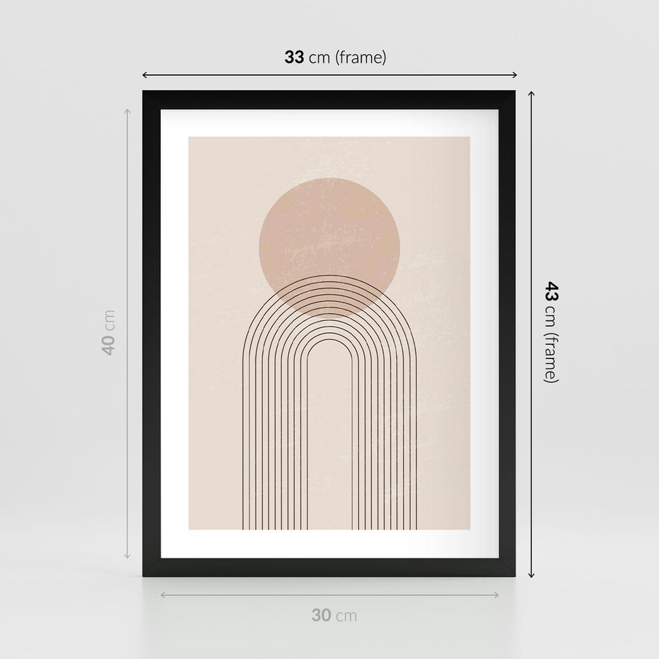 Plakat w ramie 30x40 - Konturem Zdefiniowane - boho plakat, minimalizm - rama czarna