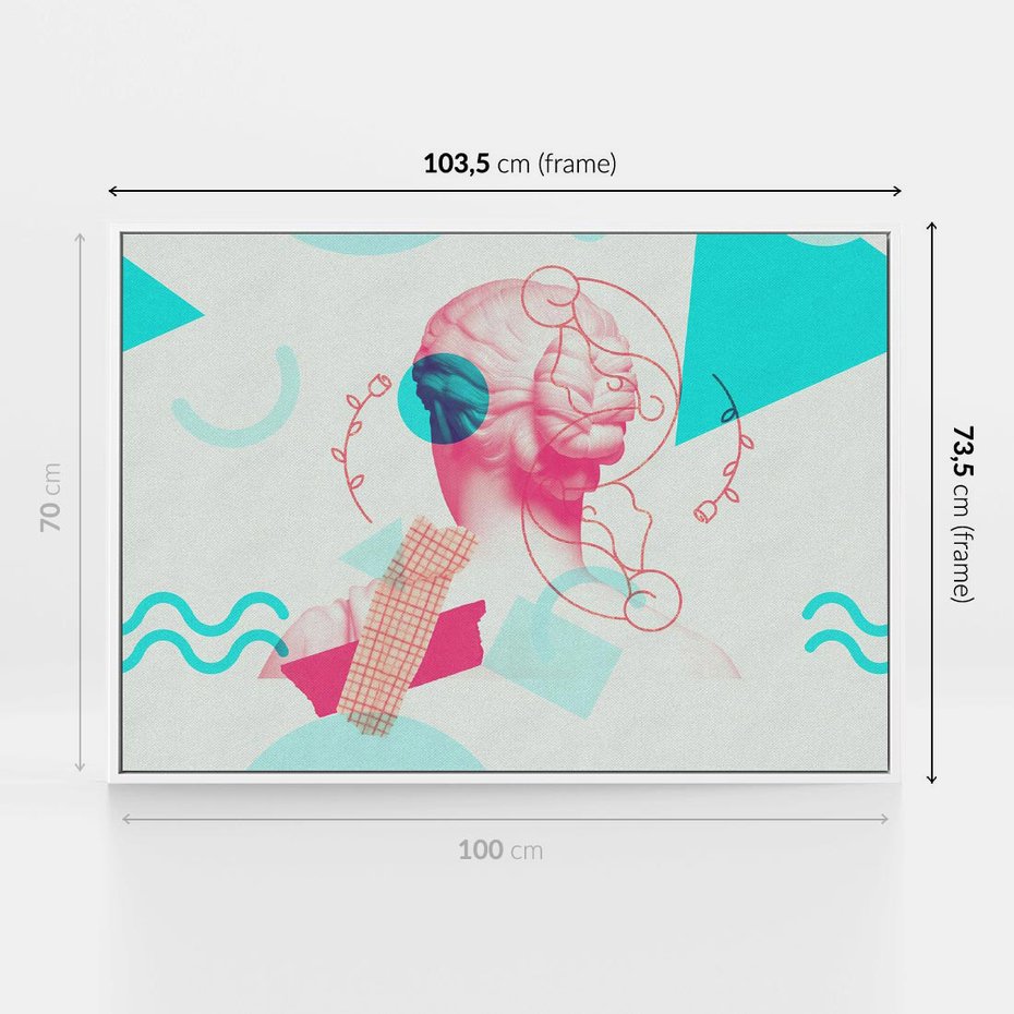 Obraz w ramie 100x70 - Sztuka w Różach - nowoczesna sztuka, kolaż ze zdjęć - rama biała