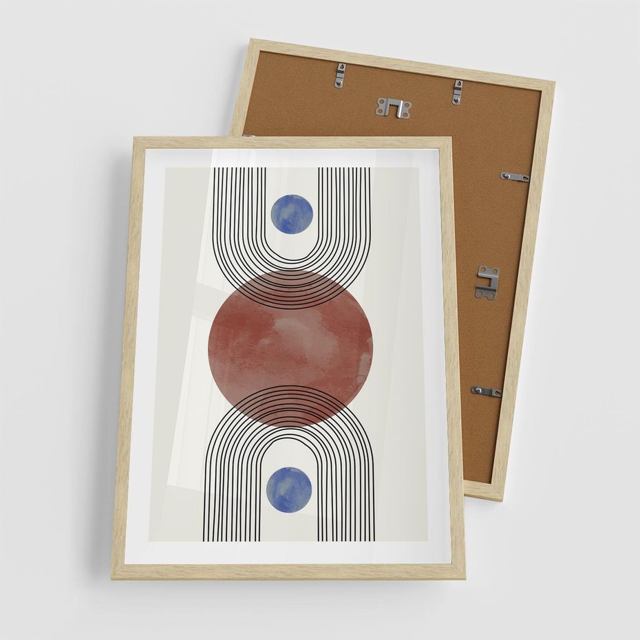 Plakat w ramie 50x70 - Księga Impulsów - nowoczesny plakat, styl midcentury - rama drewno