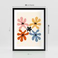Plakat w ramie 30x40 - Taniec Akwareli - abstrakcyjne wielokolorowe kwiaty, minimalizm - rama czarna