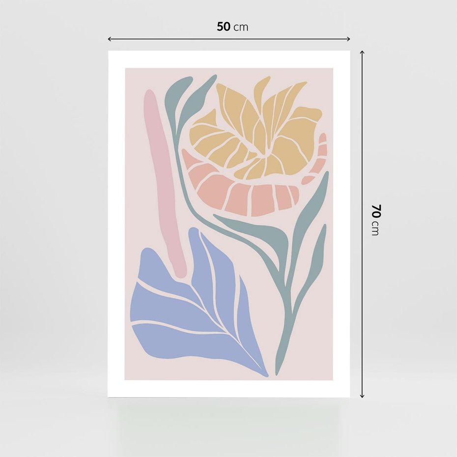 Plakat bez ramy 50x70 - Wyjątkowe Ukojenie - pastelowe kwiaty, na beżowym tle