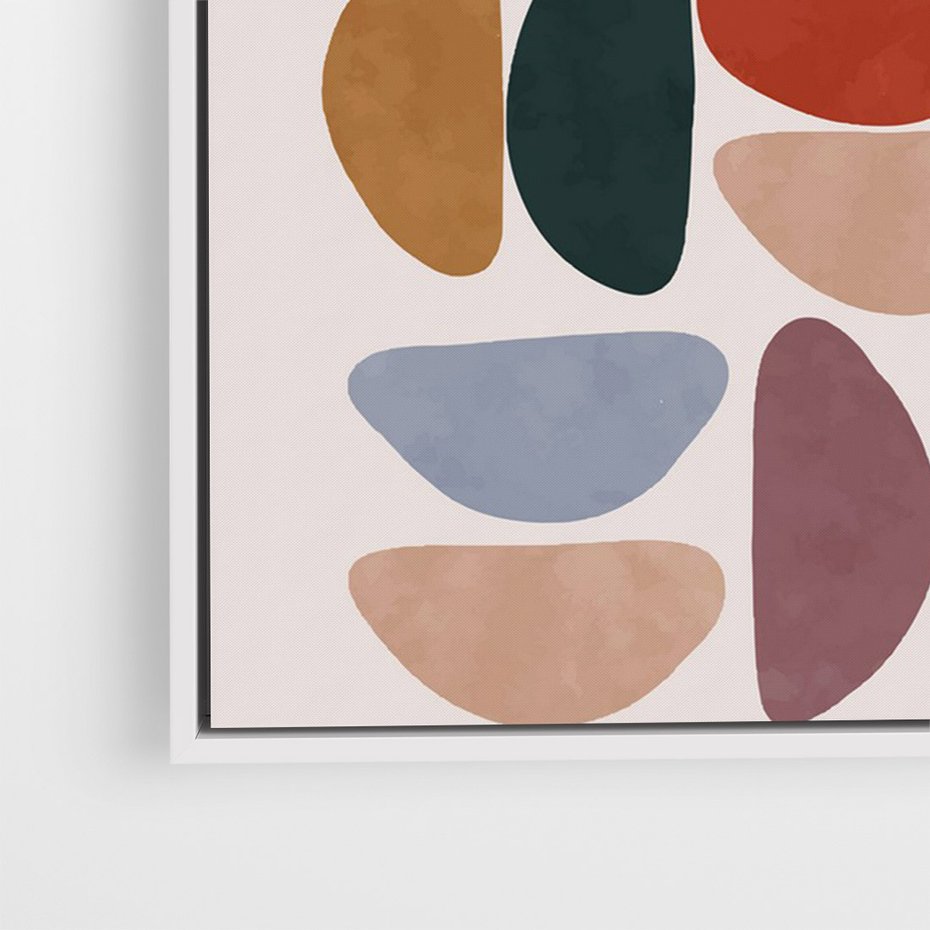 Obraz w ramie 50x70 - Kolorowe Echo Boho - abstrakcyjny obraz, geometryczna kompozycja - rama biała