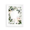 Plakat w ramie 30x40 - Róże i Zielone Liście - kompozycja kwiatowa, róże - rama biała