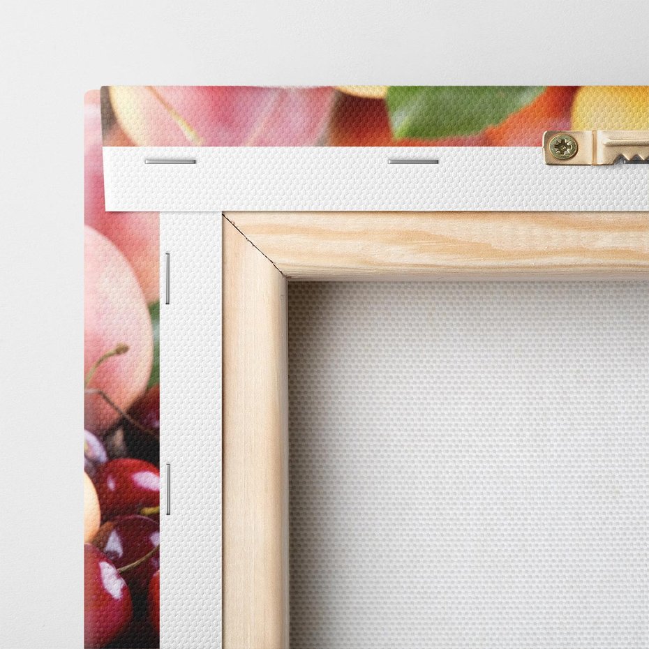 Obraz na płótnie 120x40 - brzoskwinie i wiśnie - owoce, brzoskwinie