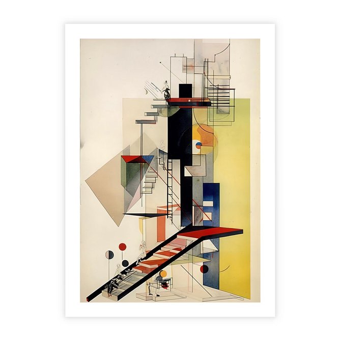 Plakat bez ramy 21x30 - Kolorowe Wnętrza Inspiracji - abstrakcyjny obraz, jak kandinsky