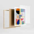 Plakat w ramie 40x50 - Harmonia Kolorowych Impulsów - abstrakcyjne geometryczne kształty, olejny obraz - rama drewno