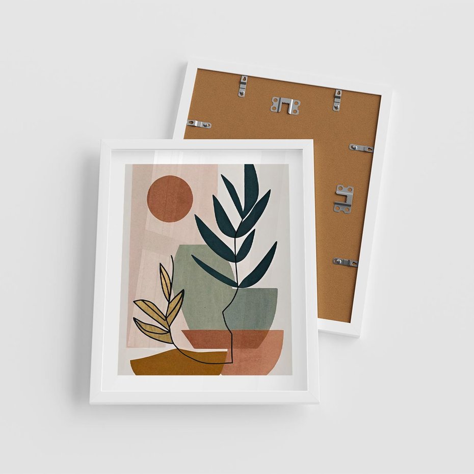 Plakat w ramie 40x50 - Rozkwitająca Boho Wyobraźnia - boho obraz, abstrakcja - rama biała