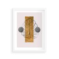 Plakat w ramie 30x40 - Minimalistyczna Monstera: Złoty Prostokąt - liść  monstery, minimalizm - rama biała