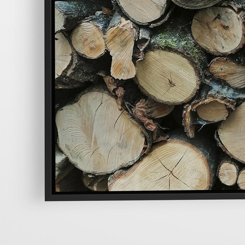 Obraz w ramie 70x50 - Bliskość Natury - drewno, las - rama czarna