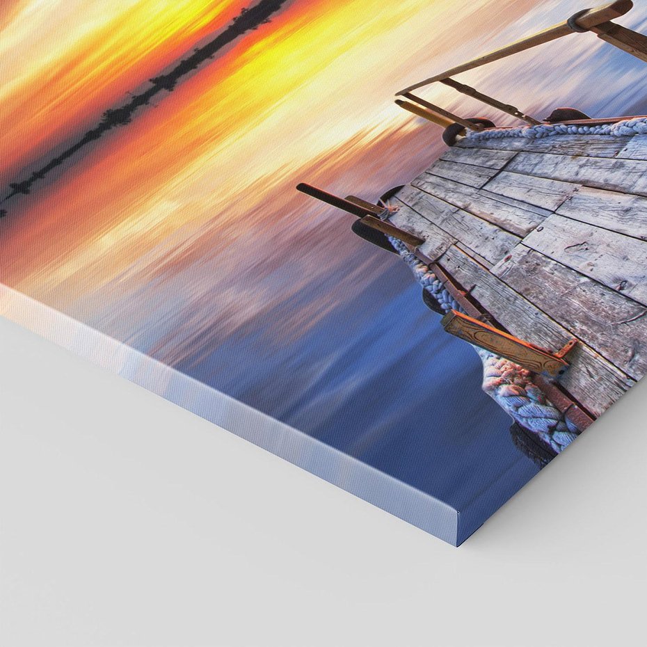 Obraz na płótnie 40x40 - Zachód słońca na pomostcie - pomost, zachód