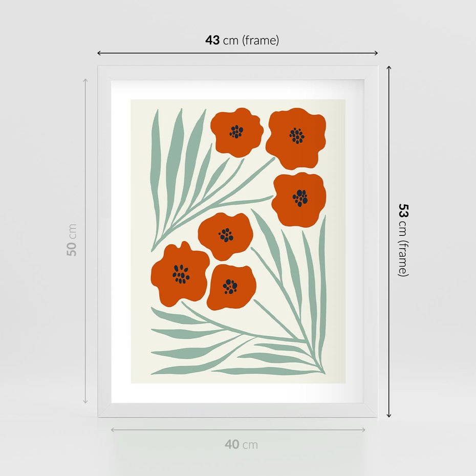 Plakat w ramie 40x50 - Makowe Odkrycie - czerwone kwiaty, maki - rama biała