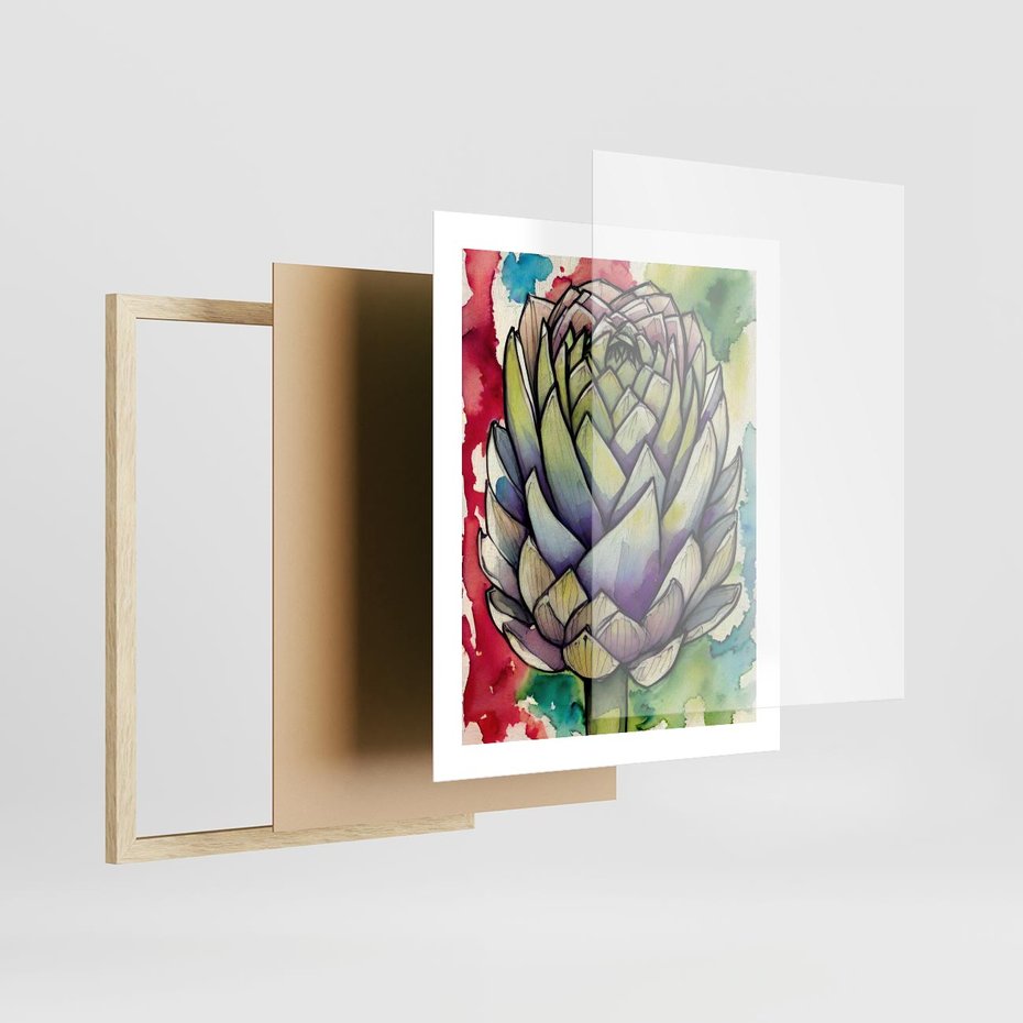 Plakat w ramie 40x50 - Zamknięte w Roślinie - abstrakcja, akwarela - rama drewno