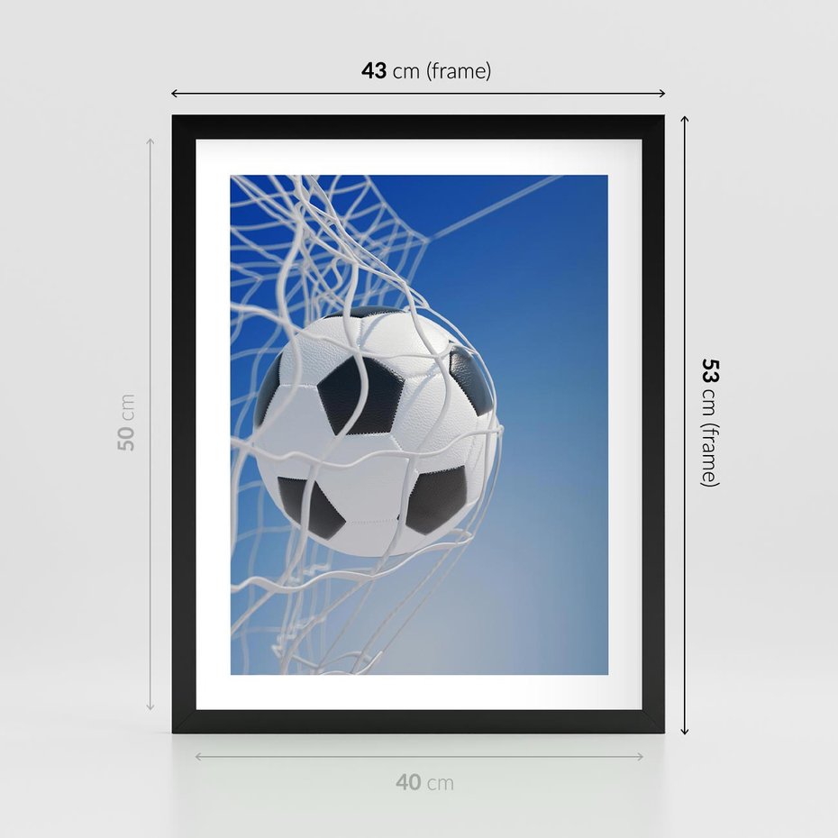 Plakat w ramie 40x50 - Pasja na Plaży - piłka, siatka - rama czarna