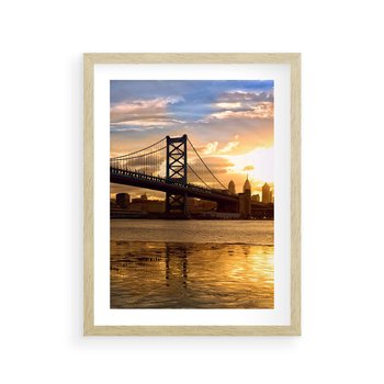 Plakat w ramie 50x70 - Most w mieście - most, miasto - rama drewno