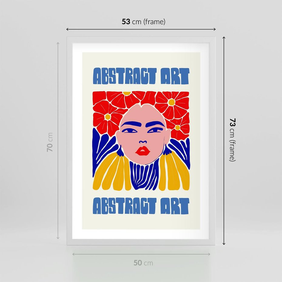 Plakat w ramie 50x70 - Przenikające Refleksje - sztuka abstrakcyjna, nowoczesny plakat - rama biała