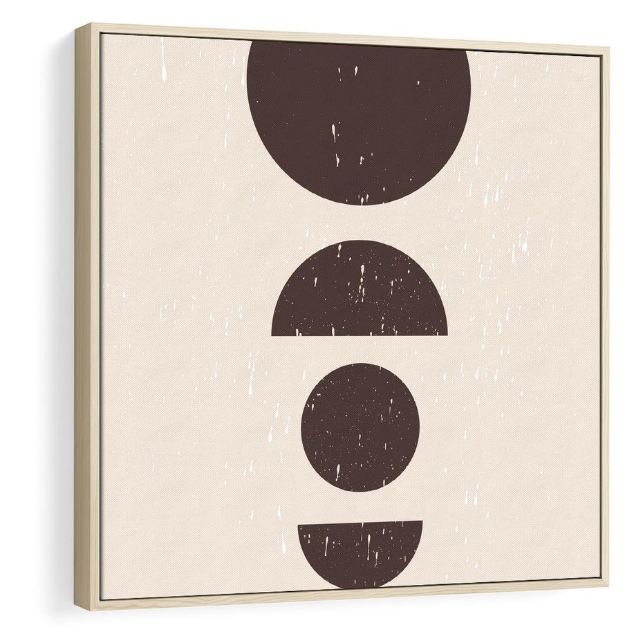 Obraz w ramie 50x50 - Migocące Granice - mid century styl, nowoczesna grafika - rama drewno