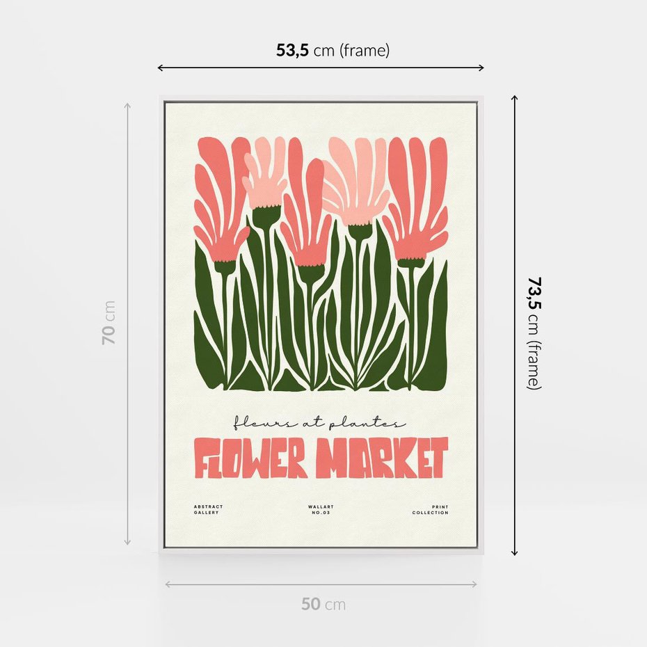 Obraz w ramie 50x70 - Symfonia Kolorowych Kształtów - nowoczesna grafika, kwiatowa kompozycja - rama biała