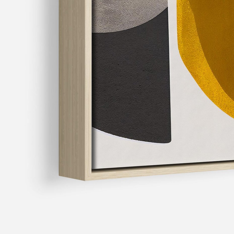 Obraz w ramie 80x80 - Tajemnice sztuki odkryte - geometryczne półkola, kształty - rama drewno