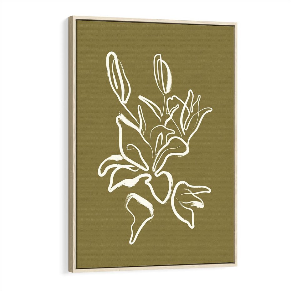 Obraz w ramie 70x100 - Przenikające Barwy - abstrakcyjna roślina, kwiaty - rama drewno