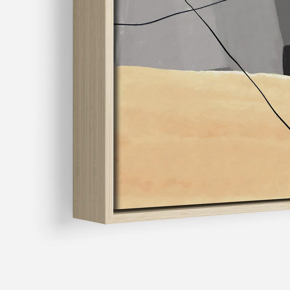 Obraz w ramie 70x50 - Harmonia w chaosie serca - abstrakcja na szarym tle, kolorowe plamy koloru - rama drewno