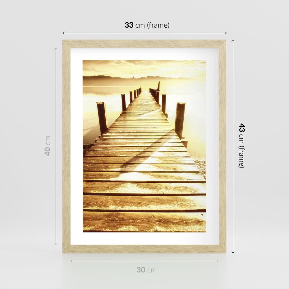 Plakat w ramie 30x40 - Stary pomost w sepia - pomost, sepia - rama drewno