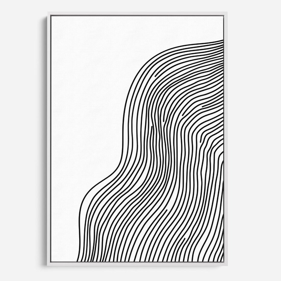 Obraz w ramie 50x70 - Refrakcje Przestrzeni - mnimalistyczna forma, czarne linie - rama biała