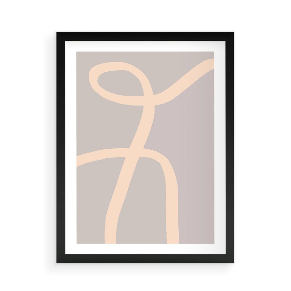Plakat w ramie 50x70 - Beżowe Boho Zaplątanie - minimalistyczny obraz, nowoczesny - rama czarna