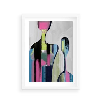 Plakat w ramie 50x70 - Wnętrza Kształtów - abstrakcyjna sztuka, nowoczesny obraz - rama biała