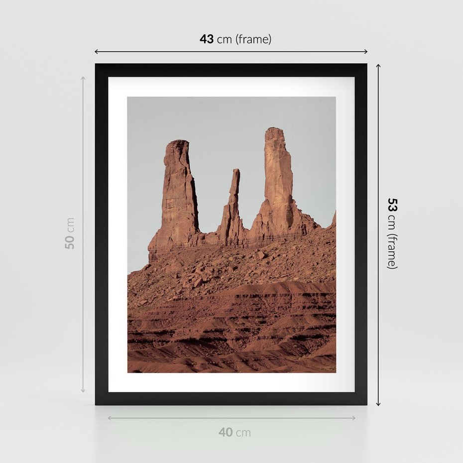 Plakat w ramie 40x50 - Surowość Pustyni - pustynia, kanion - rama czarna