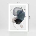 Plakat bez ramy 21x30 - Wibracje Kształtów - abstrakcyjne plamy akwarelowe, czarny szkic