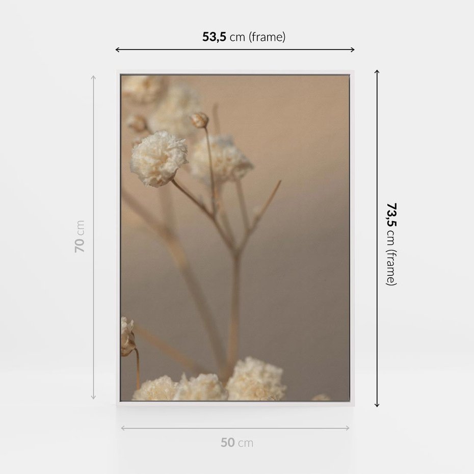 Obraz w ramie 50x70 - Subtelna gipsówka - gipsówka, suche - rama biała