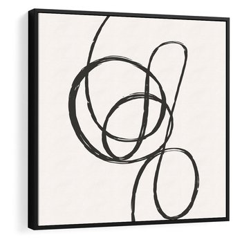 Obraz w ramie 50x50 - Migotliwa Kreatywność - abstrakcyjne szkicowane linie, minimalizm - rama czarna