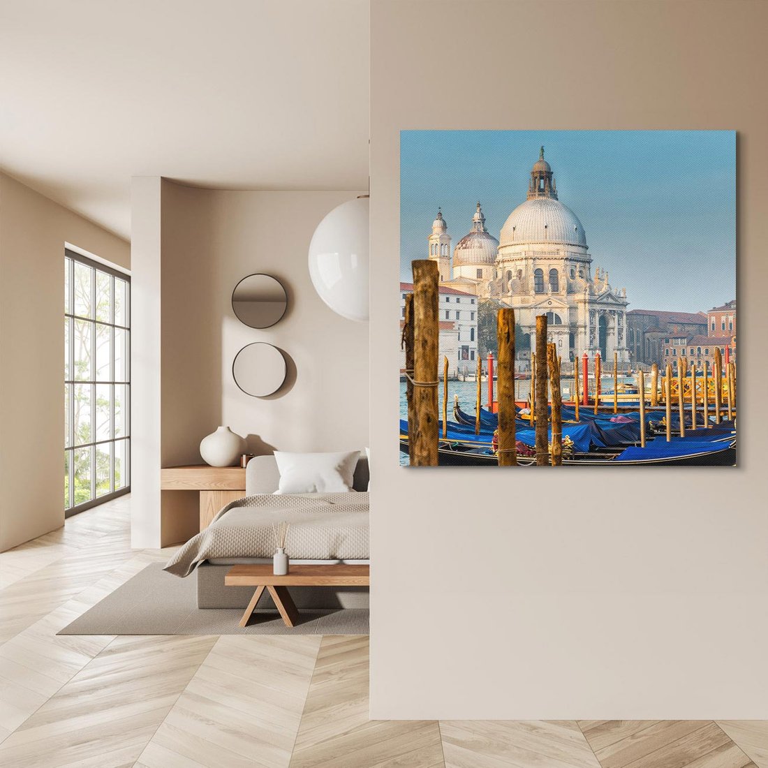 Obraz na płótnie 70x70 - Urok Wenecji - fotografia, przystań w Wenecji