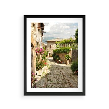 Plakat w ramie 50x70 - Włoskie Uliczki - włoska, uliczka - rama czarna