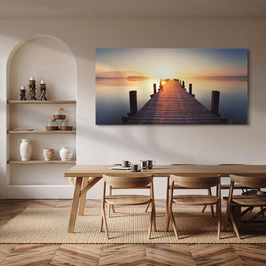 Obraz na płótnie 120x60 - Morze w blasku molo - morze, molo