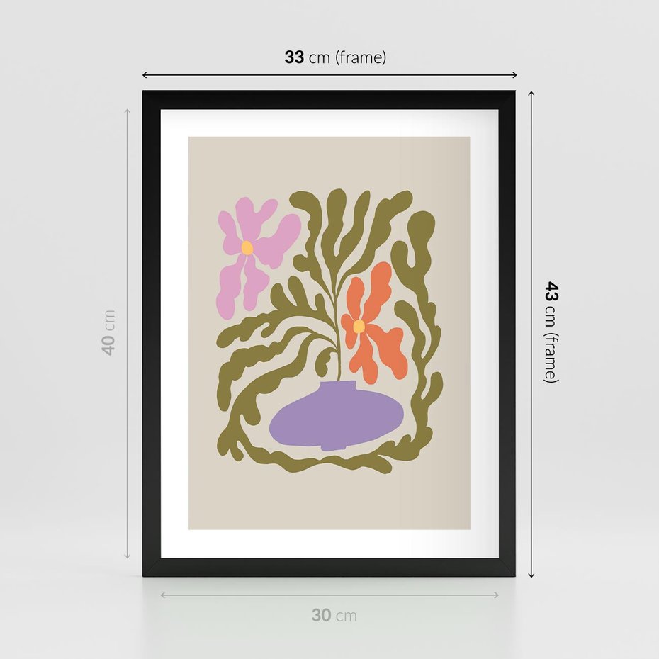 Plakat w ramie 30x40 - Kolorowe Echa - kwiaty, abstrakcja - rama czarna