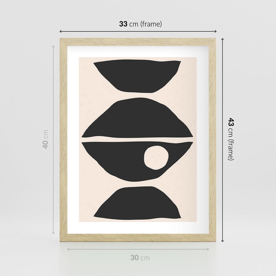 Plakat w ramie 30x40 - Nowoczesna Sztuka na Beżowym Tle - nowoczesna sztuka, abstrakcja - rama drewno